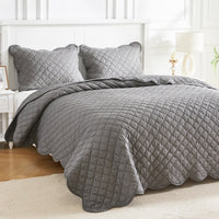 Diamond Scallop Cotton Voile Hand Stitched Quilt Set