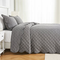 Diamond Scallop Cotton Voile Hand Stitched Quilt Set