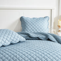Diamond Scallop Cotton Voile Hand Stitched Quilt Set