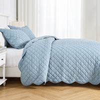 Diamond Scallop Cotton Voile Hand Stitched Quilt Set
