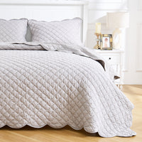 Diamond Scallop Cotton Voile Hand Stitched Quilt Set