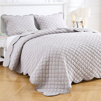 Diamond Scallop Cotton Voile Hand Stitched Quilt Set