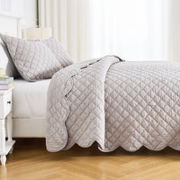 Diamond Scallop Cotton Voile Hand Stitched Quilt Set
