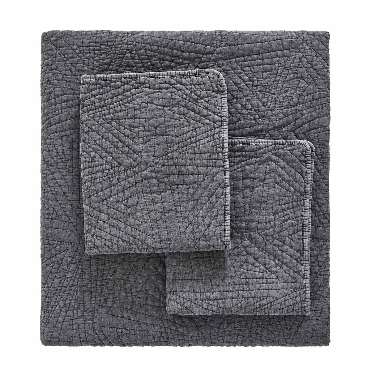 Dancing Triangles Stonewashed Cotton Quilt Set