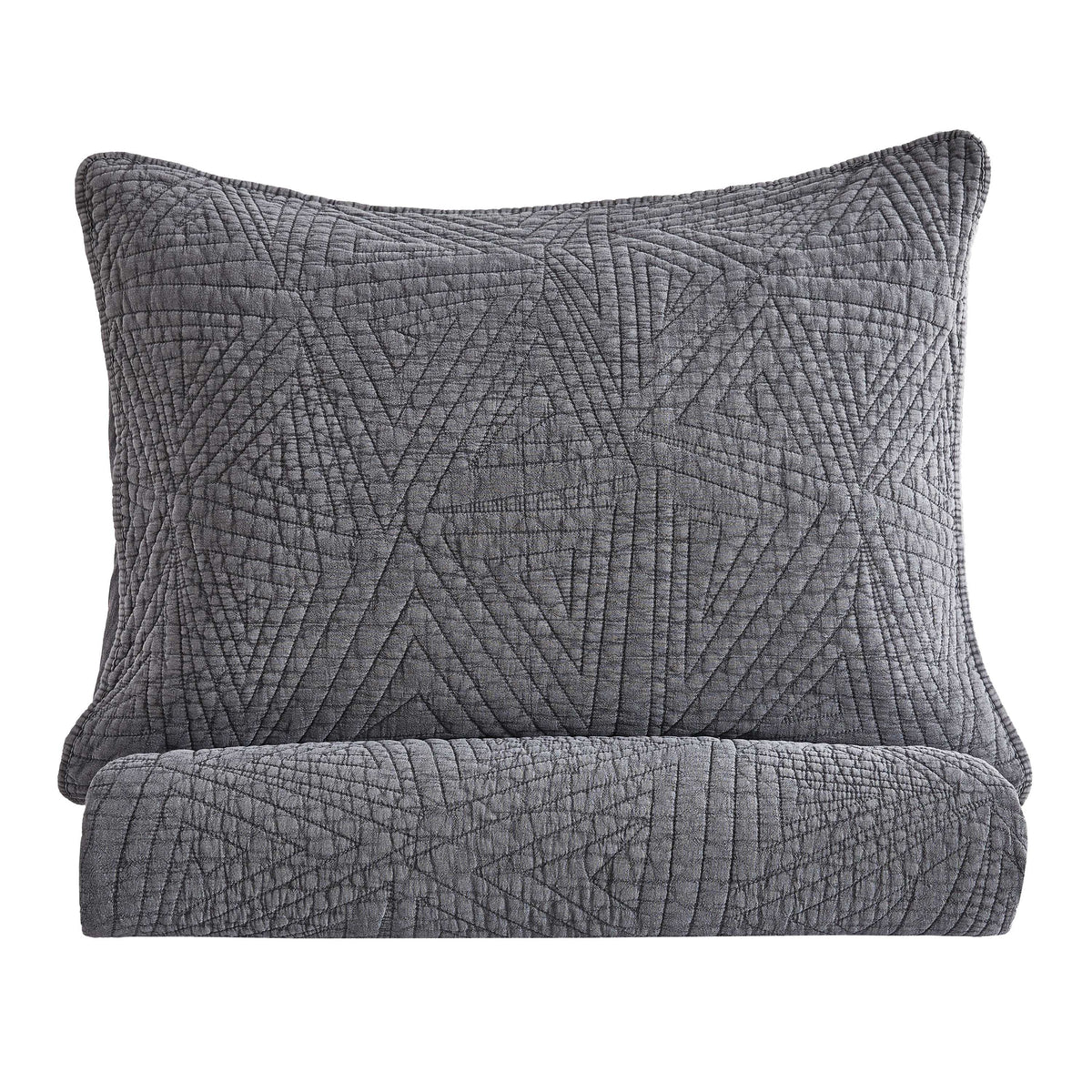 Dancing Triangles Stonewashed Cotton Quilt Set
