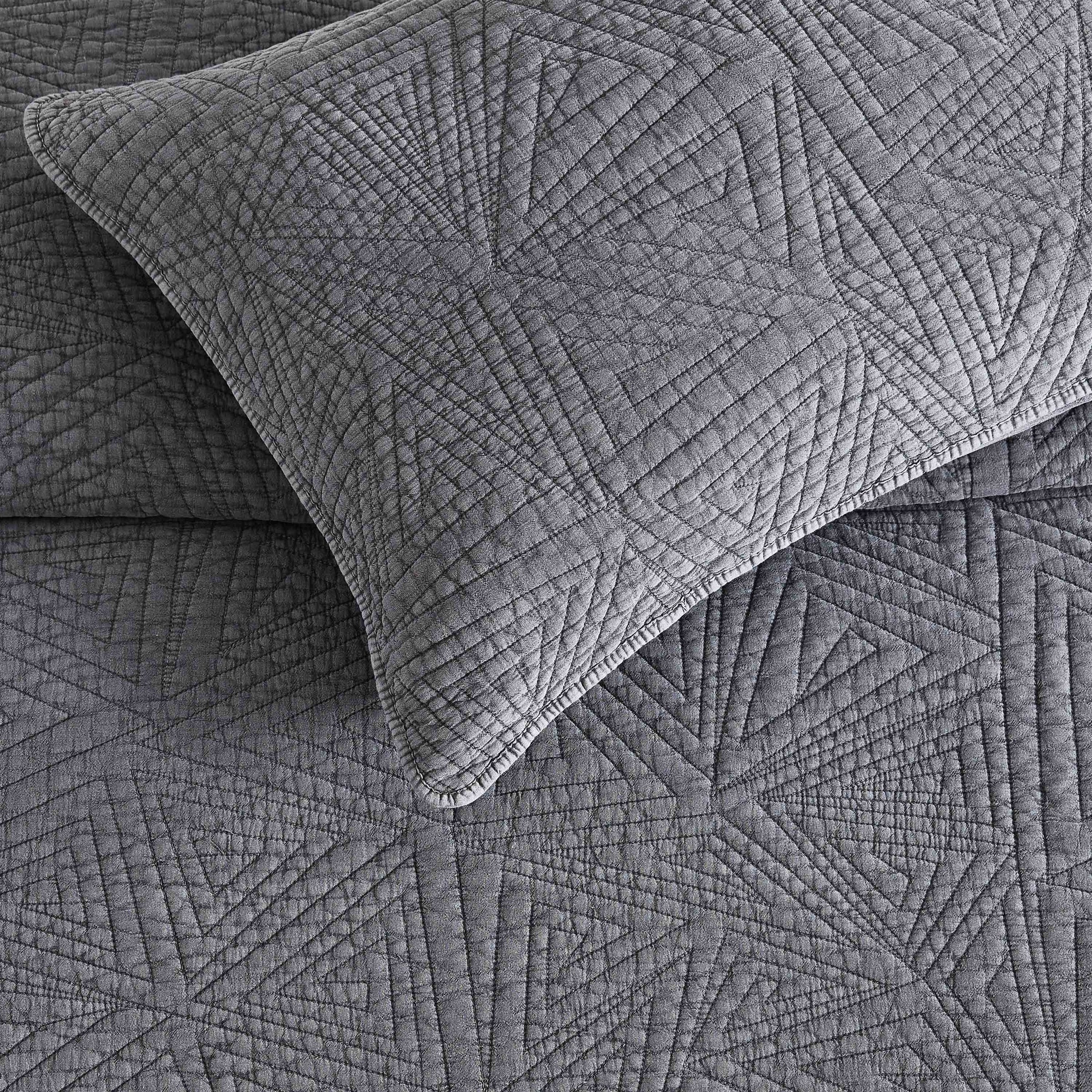 Dancing Triangles Stonewashed Cotton Quilt Set