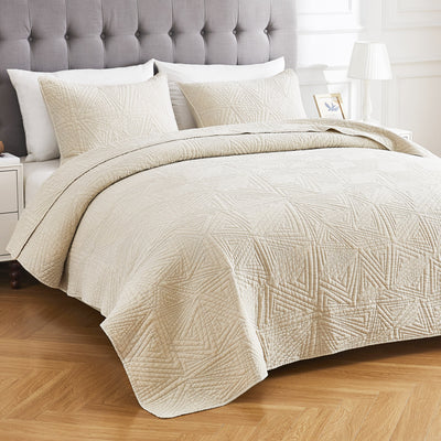 Dancing Triangles Stonewashed Cotton Quilt Set