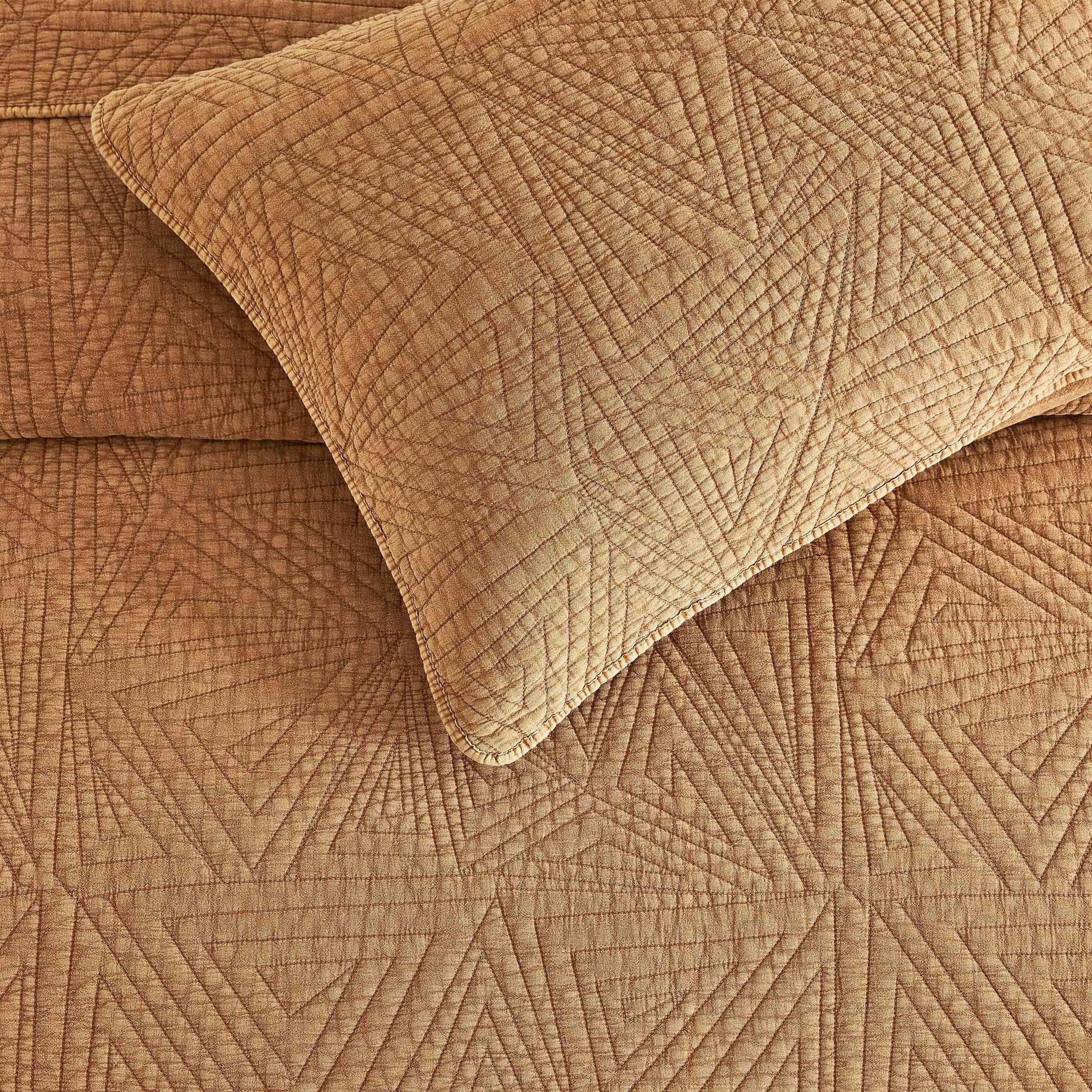 Dancing Triangles Stonewashed Cotton Quilt Set