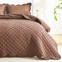 Diamond Scallop Cotton Voile Hand Stitched Quilt Set