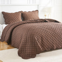 Diamond Scallop Cotton Voile Hand Stitched Quilt Set