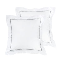 Single Stripe Embroidered Percale Euro Sham Pair