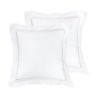 Single Stripe Embroidered Percale Euro Sham Pair