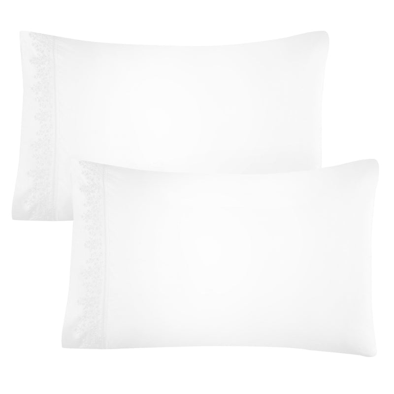Baby's Breath Embroidered Percale Pillowcase Pair
