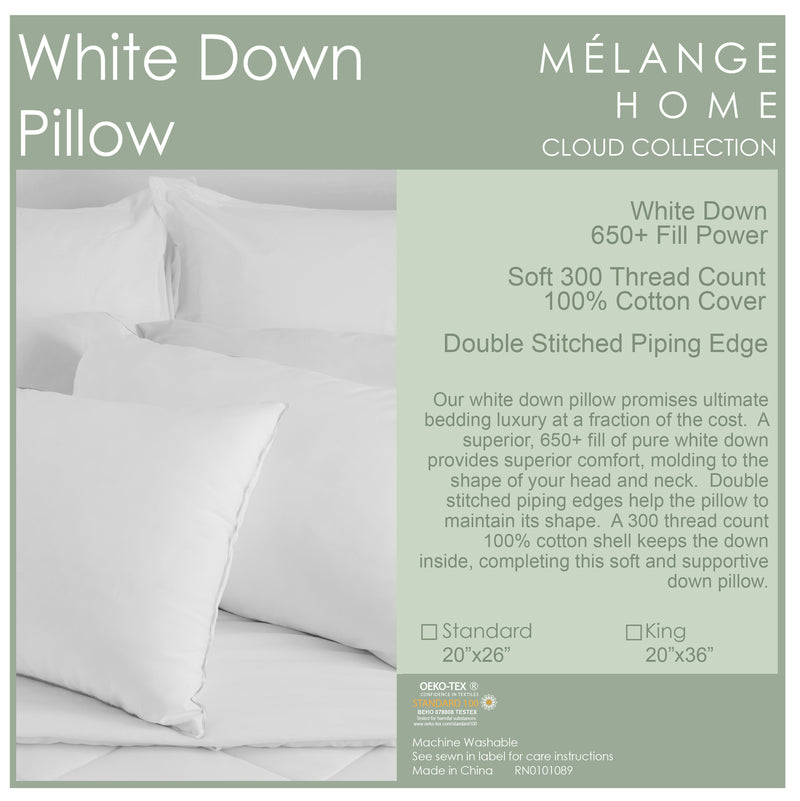 Cloud 650+ White Down Pillow