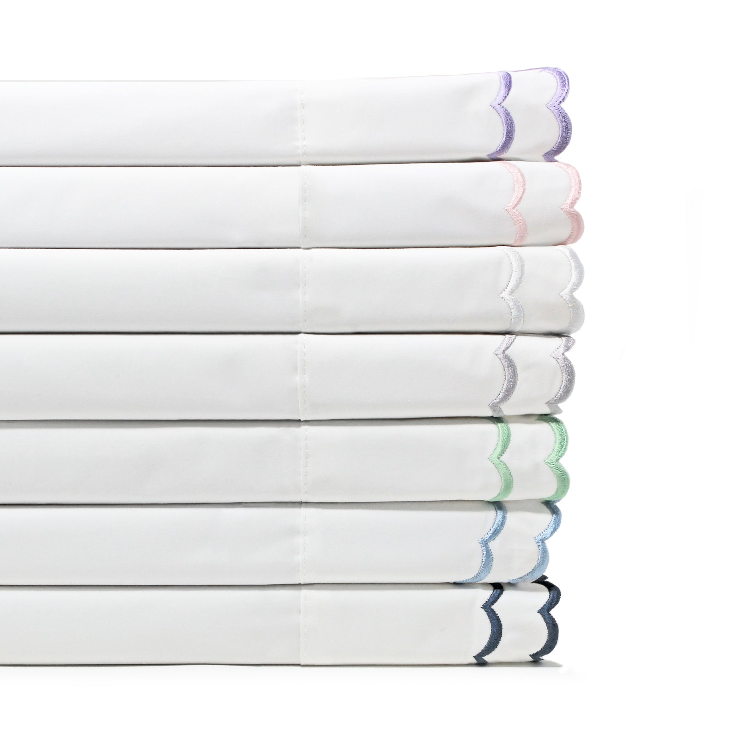 Double Scallop Embroidered Percale Duvet Set