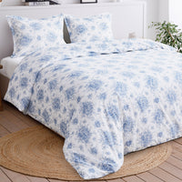 Petit Floral Toile Printed Cotton Percale Duvet Set