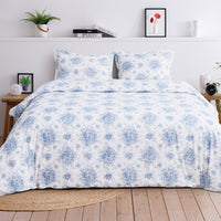 Petit Floral Toile Printed Cotton Percale Duvet Set