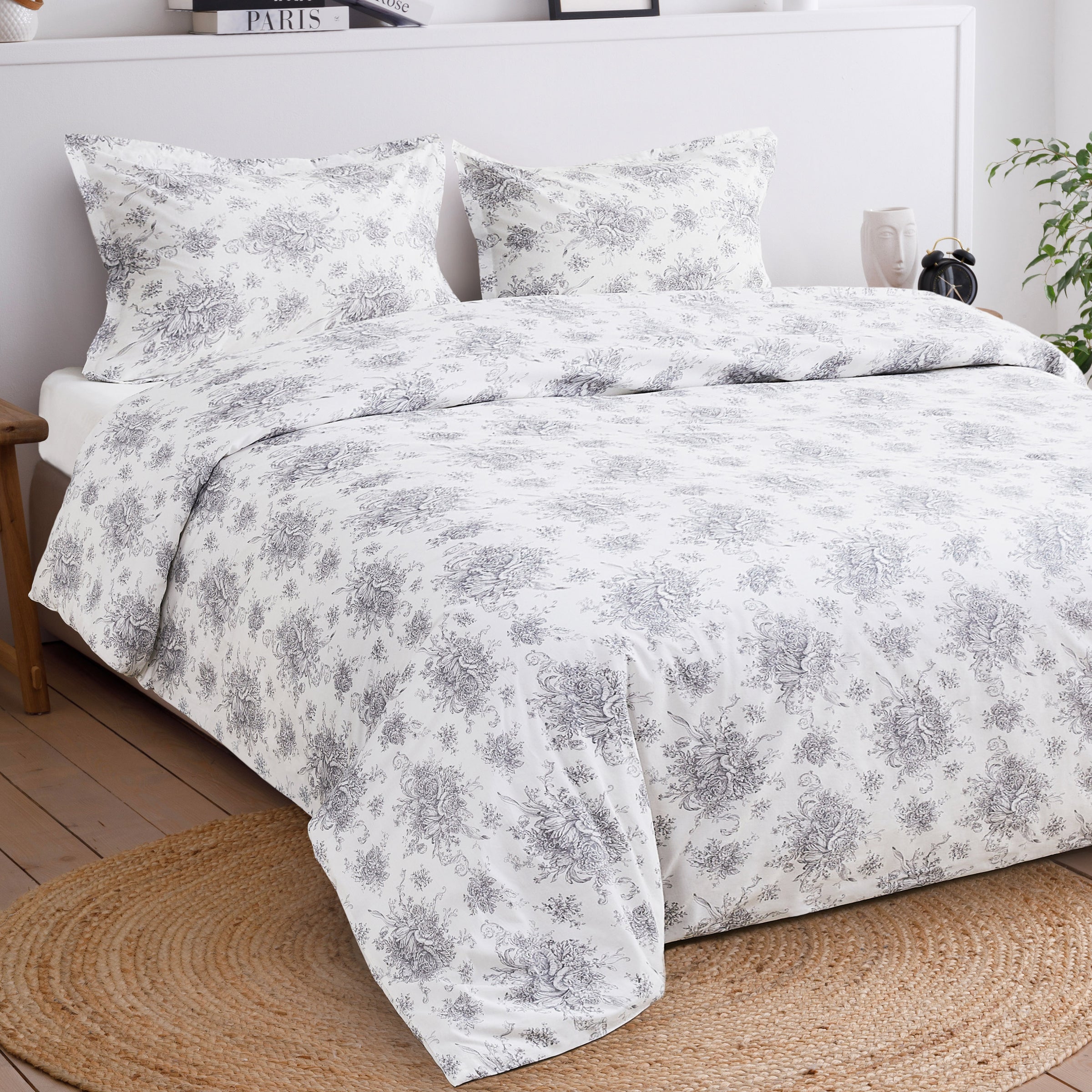Petit Floral Toile Printed Cotton Percale Duvet Set