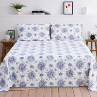 Petit Floral Toile Printed Cotton Percale Sheet Set
