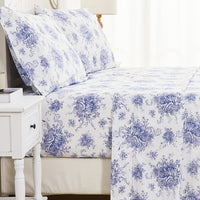 Petit Floral Toile Printed Cotton Percale Sheet Set