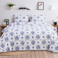 Petit Floral Toile Printed Cotton Percale Duvet Set