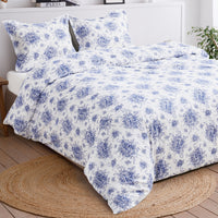Petit Floral Toile Printed Cotton Percale Duvet Set