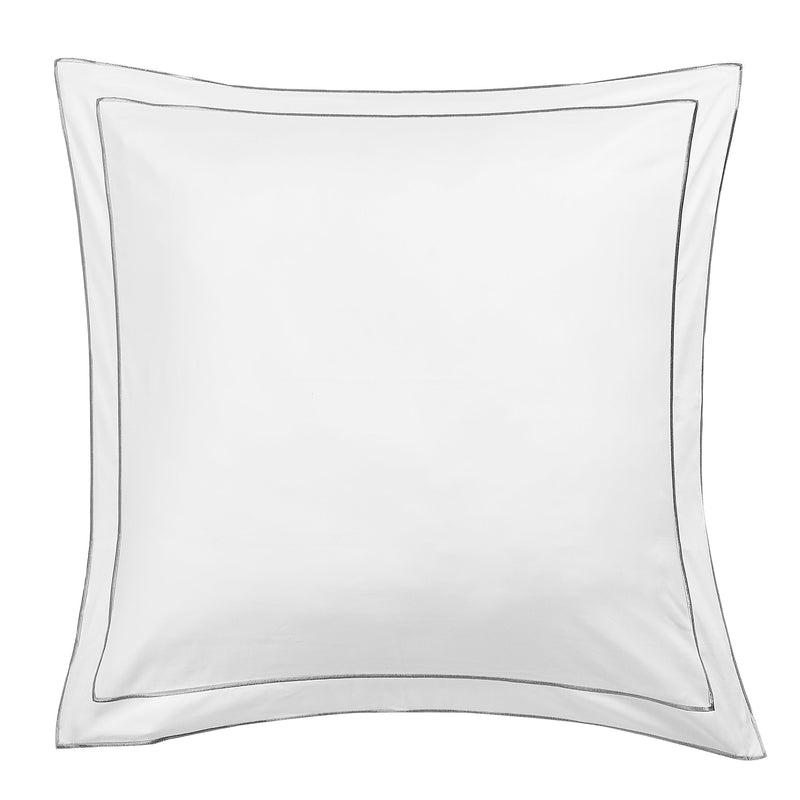 600 Thread Count Framed Sateen Embroidered Cotton Euro Sham Pair