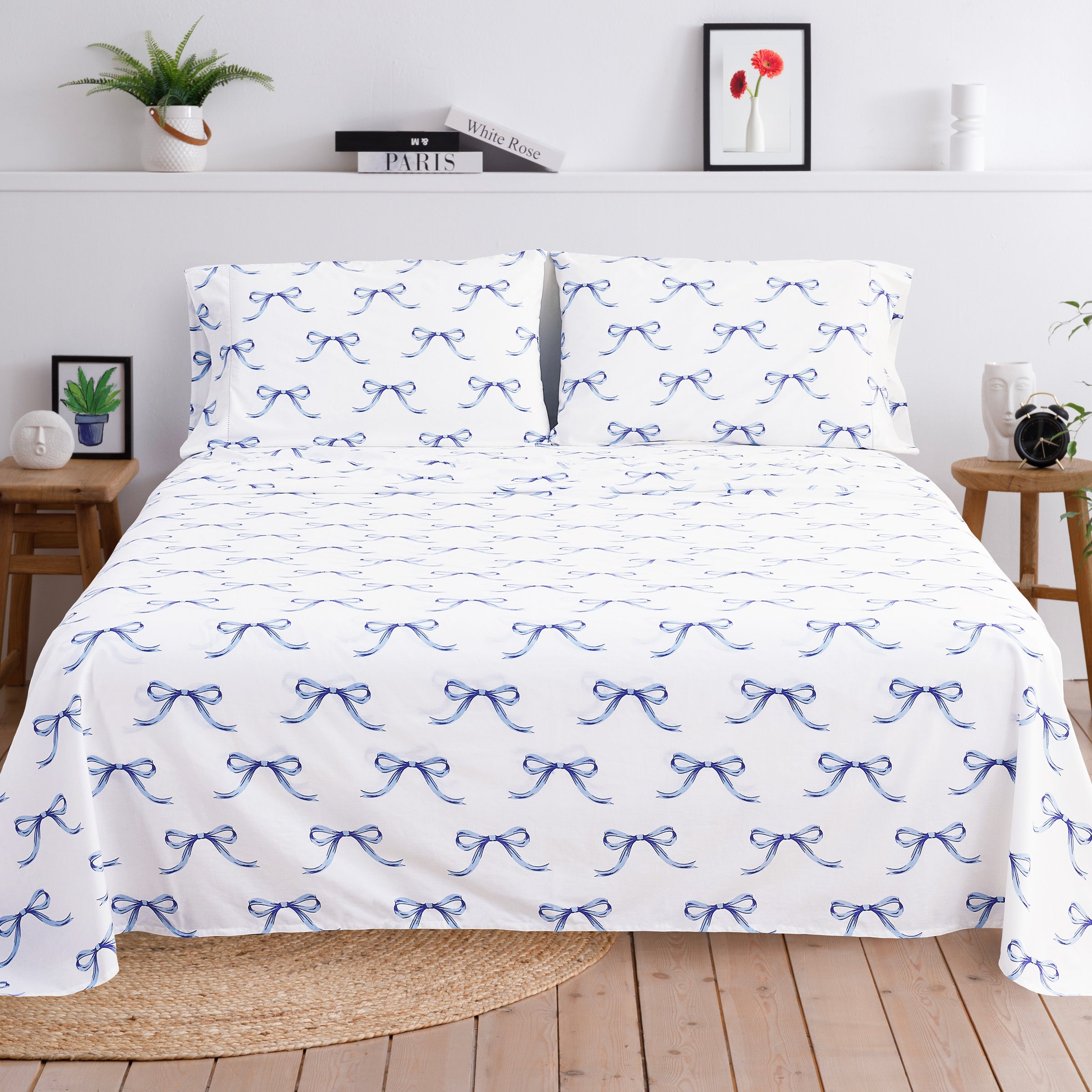 Gentle Ribbons Printed Cotton Percale Sheet Set