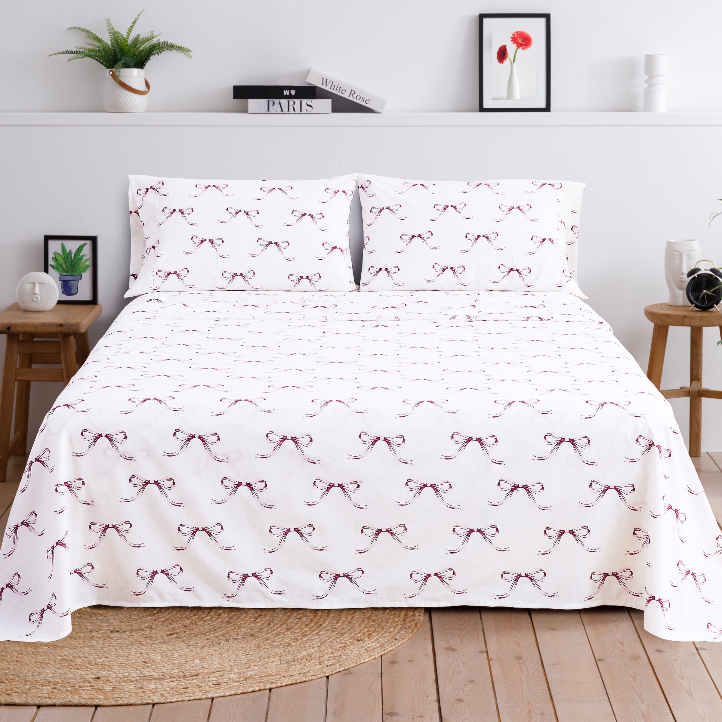 Gentle Ribbons Printed Cotton Percale Sheet Set