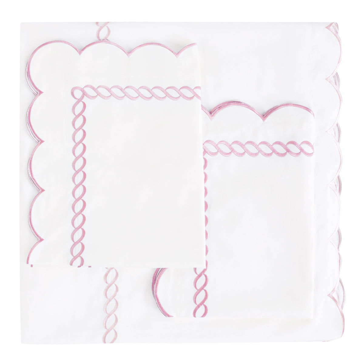 600 Thread Count Scallop Rope Embroidered Cotton Duvet Set