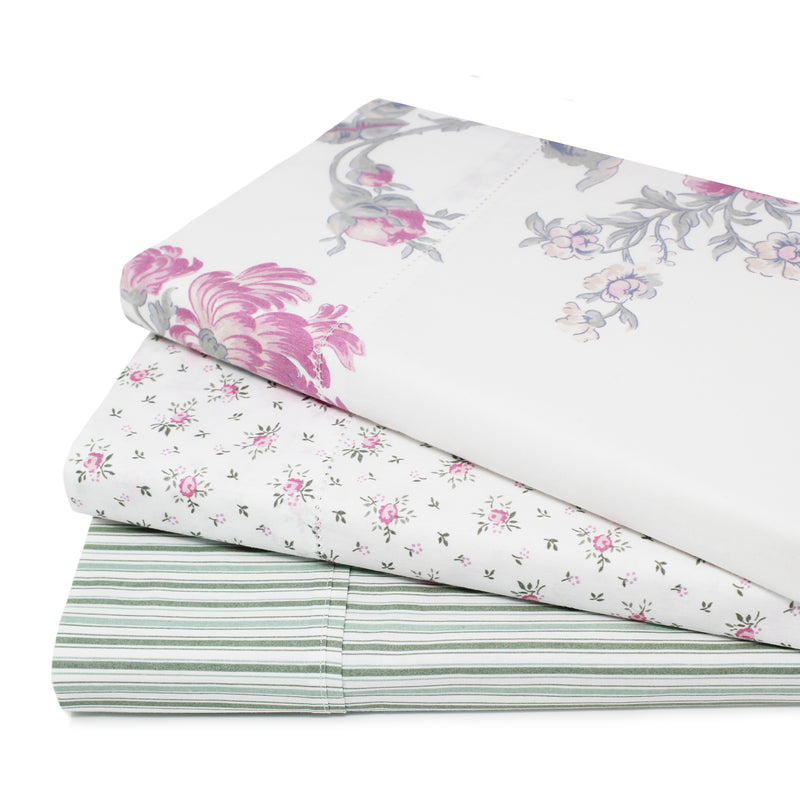 Jardin De Rose Printed Cotton Percale Sheet Set