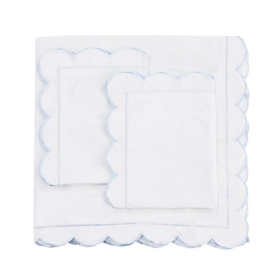 Scallop Frame Embroidered Percale Cotton Duvet Set