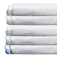 Double Scallop Embroidered Percale Sheet Set