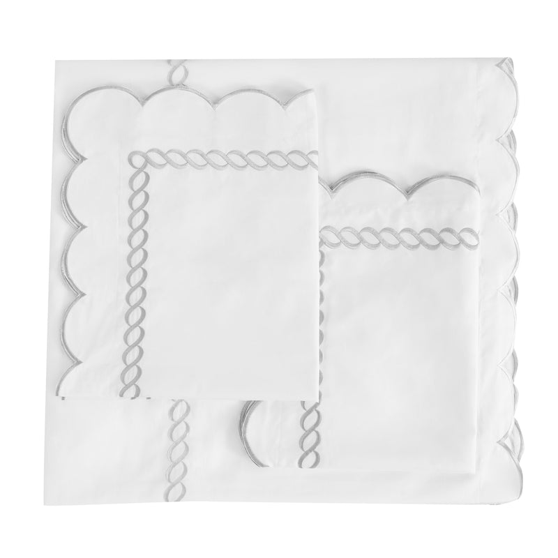 600 Thread Count Scallop Rope Embroidered Cotton Duvet Set