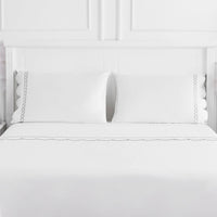 600 Thread Count Scallop Rope Embroidered Cotton Sheet Set