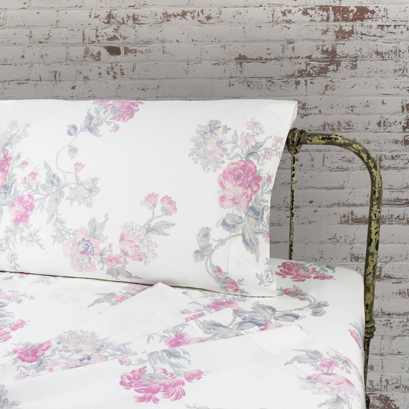 Jardin De Rose Printed Cotton Percale Sheet Set