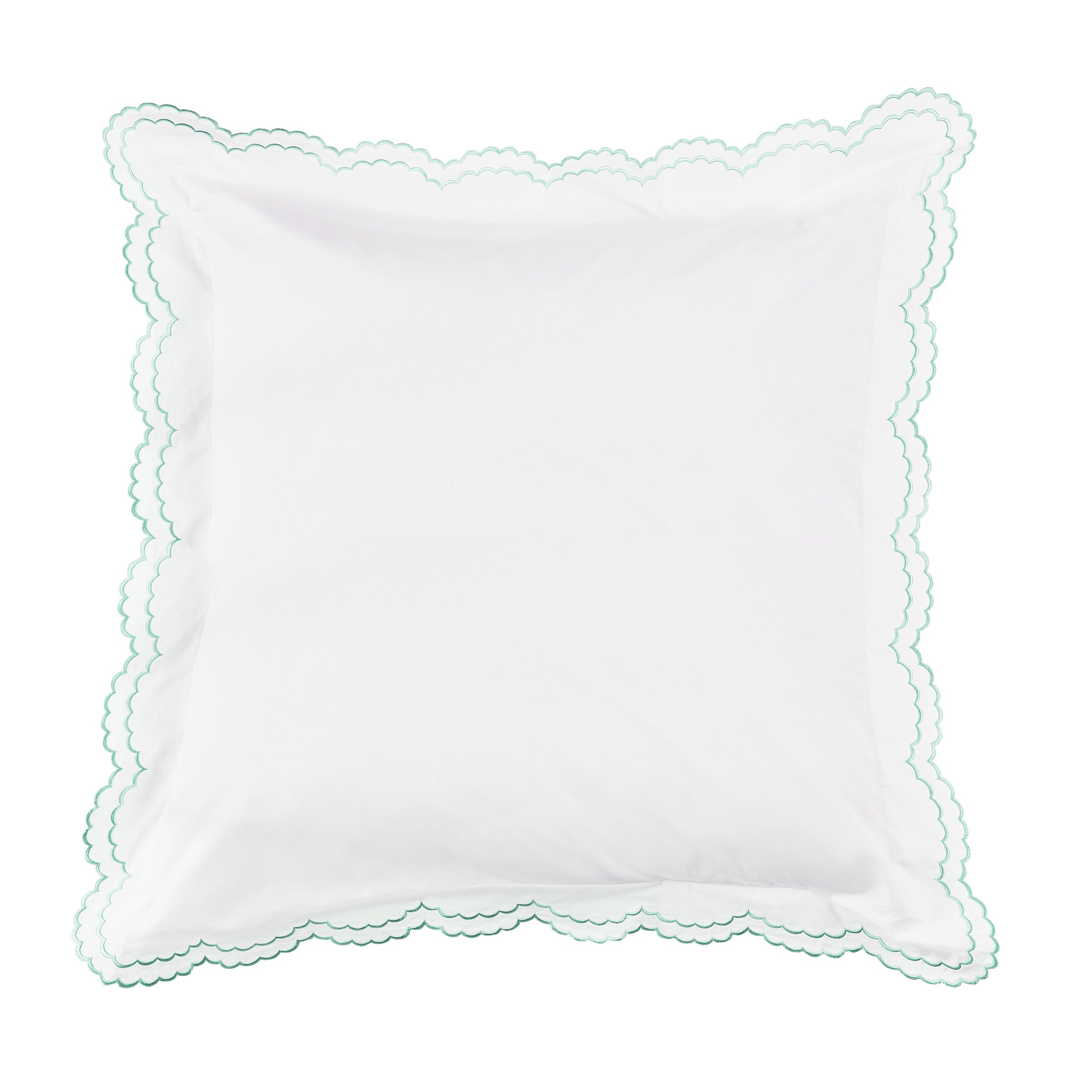 Double Scallop Embroidered Percale Euro Sham Pair