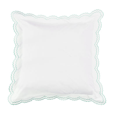 Double Scallop Embroidered Percale Euro Sham Pair