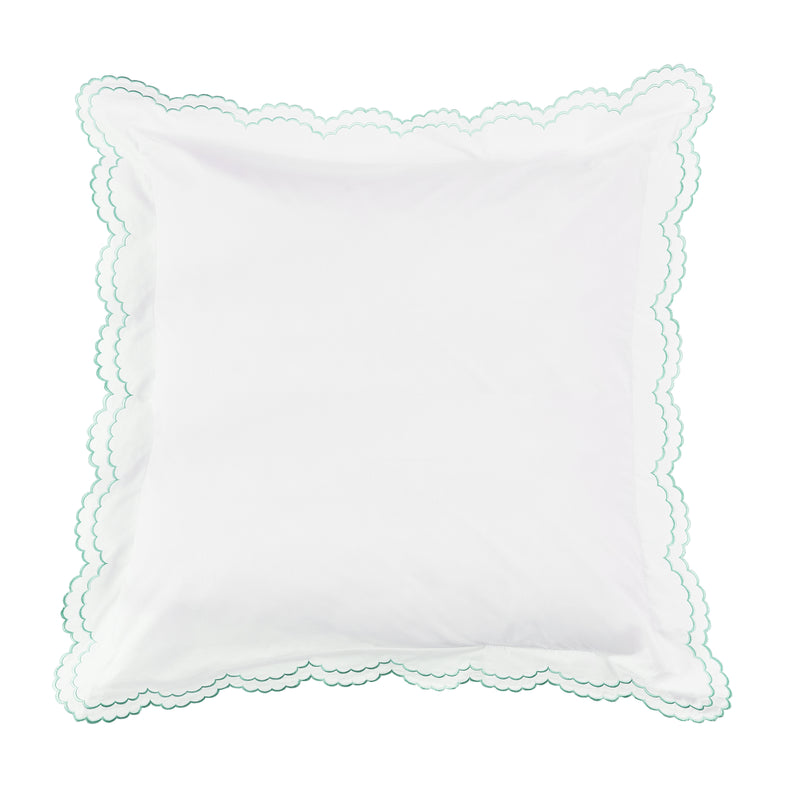 Double Scallop Embroidered Percale Euro Sham Pair