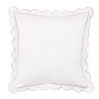 Scallop Frame Embroidered Cotton Percale Euro Sham Pair