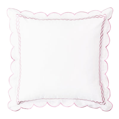600 Thread Count Scallop Rope Embroidered Cotton Euro Sham Pair