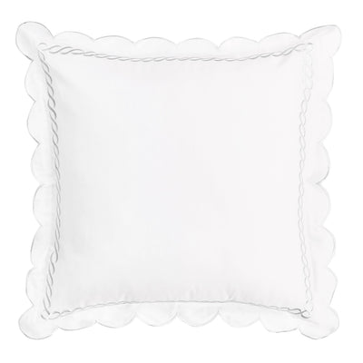 600 Thread Count Scallop Rope Embroidered Cotton Euro Sham Pair