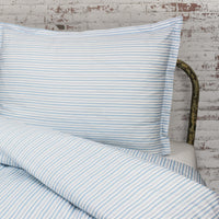 Shirt Stripes Printed Cotton Percale Duvet Set