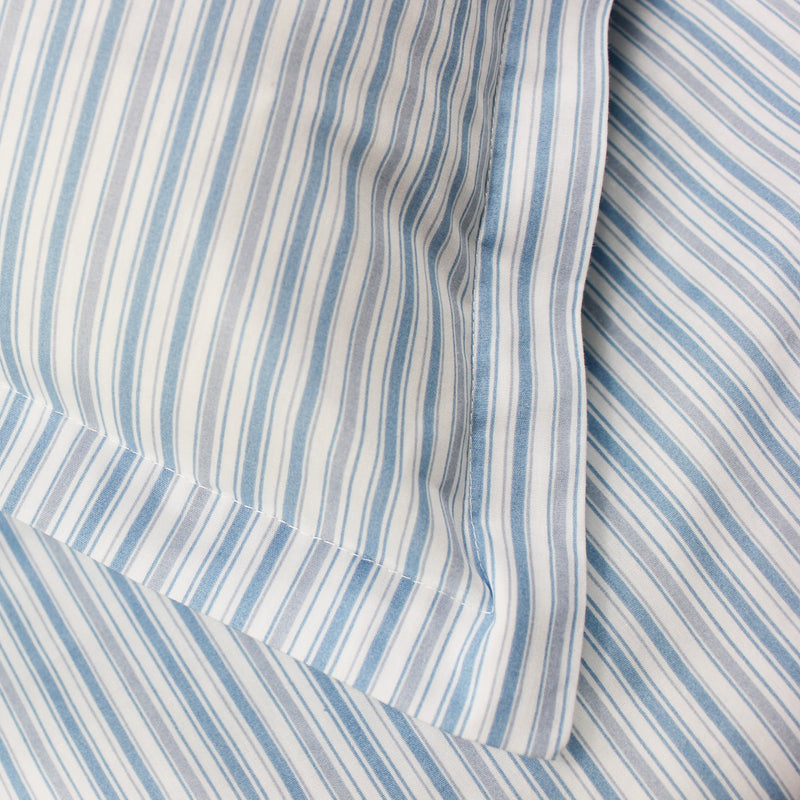 Shirt Stripes Printed Cotton Percale Duvet Set