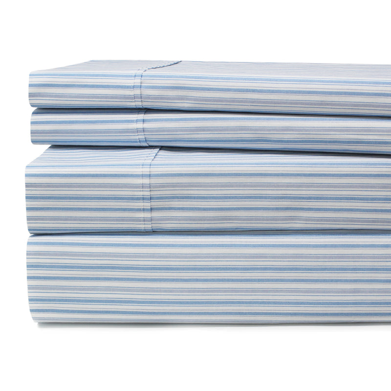 Shirt Stripes Printed Cotton Percale Sheet Set