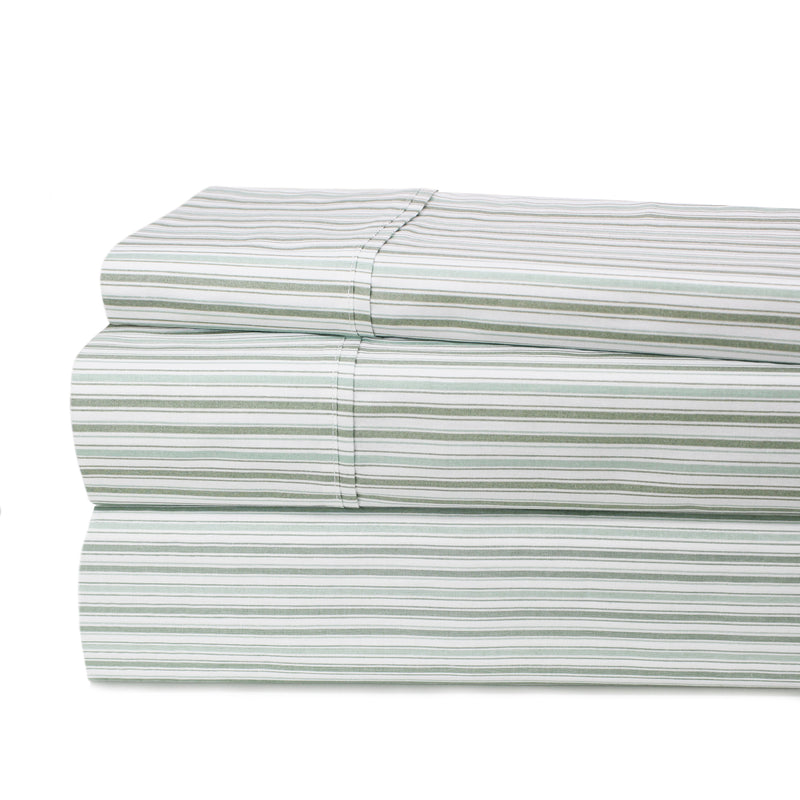 Shirt Stripes Printed Cotton Percale Sheet Set