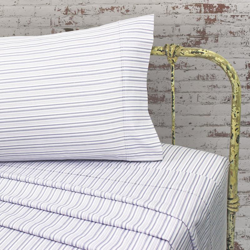 Shirt Stripes Printed Cotton Percale Sheet Set