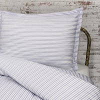 Shirt Stripes Printed Cotton Percale Duvet Set