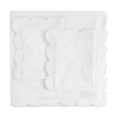 Scallop Frame Embroidered Percale Cotton Duvet Set