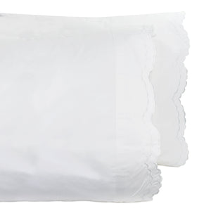 Double Scallop Embroidered Percale Pillowcase Pair